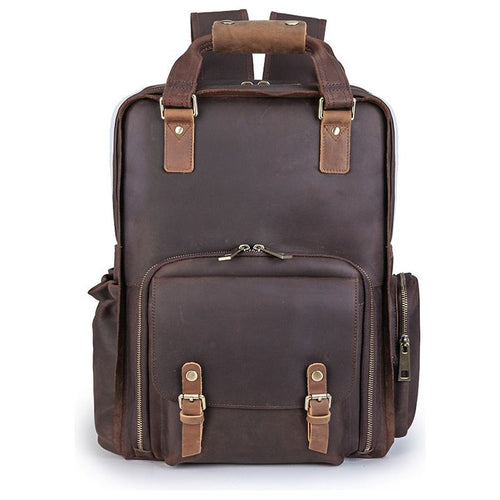 Load image into Gallery viewer, The Gaetano | Large Leather Backpack Camera Bag with Tripod Holder
