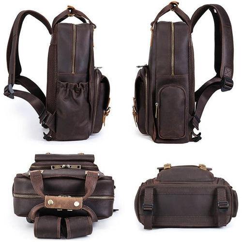 Load image into Gallery viewer, The Gaetano | Large Leather Backpack Camera Bag with Tripod Holder
