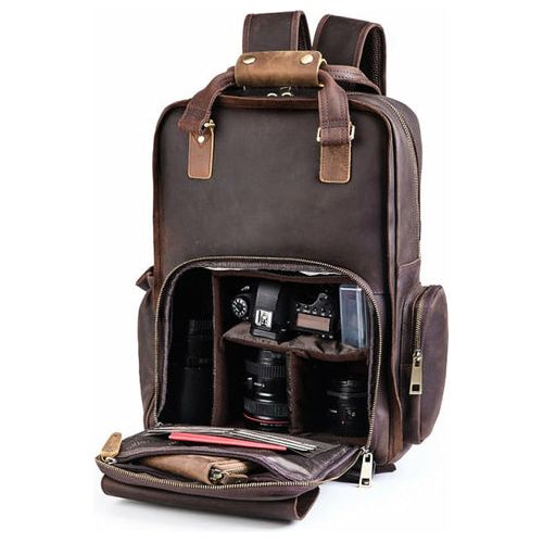 Load image into Gallery viewer, The Gaetano | Large Leather Backpack Camera Bag with Tripod Holder
