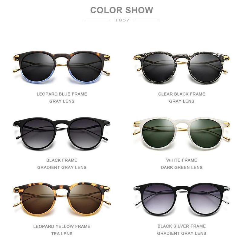 Acetate Titanium Sunglasses Men Vintage Round Polarized Sun Glasses