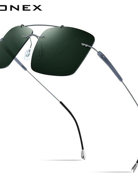 Titanium Alloy TR90 Rimless Sunglasses Men New Ultralight Screwless