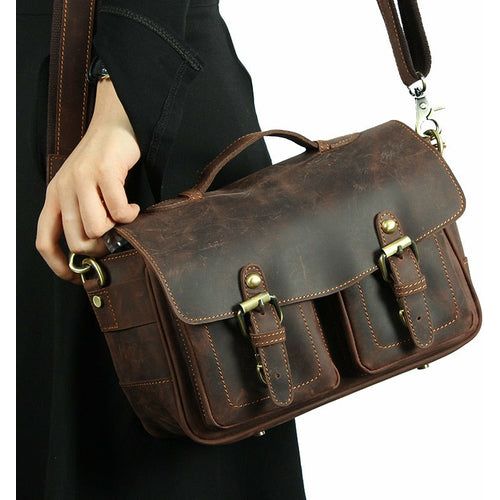Load image into Gallery viewer, The Faust Leather Camera Bag | Crossbody Vintage Camera Messenger Bag
