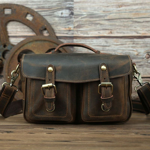 Load image into Gallery viewer, The Faust Leather Camera Bag | Crossbody Vintage Camera Messenger Bag
