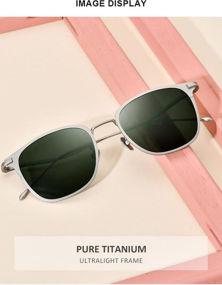 Pure Titanium Sunglasses Men New Fashion Retro Vintage Square High