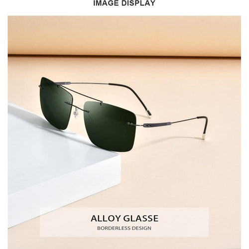 Load image into Gallery viewer, Titanium Alloy TR90 Rimless Sunglasses Men New Ultralight Screwless
