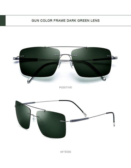 Titanium Alloy TR90 Rimless Sunglasses Men New Ultralight Screwless