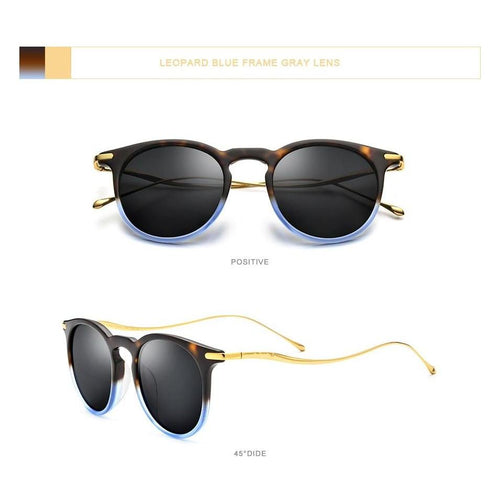 Load image into Gallery viewer, Acetate Titanium Sunglasses Men Vintage Round Polarized Sun Glasses
