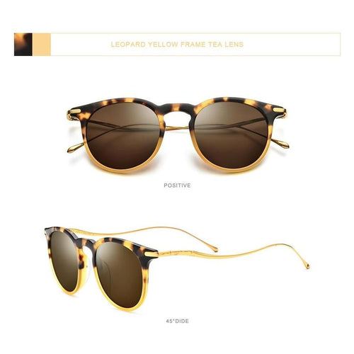 Load image into Gallery viewer, Acetate Titanium Sunglasses Men Vintage Round Polarized Sun Glasses
