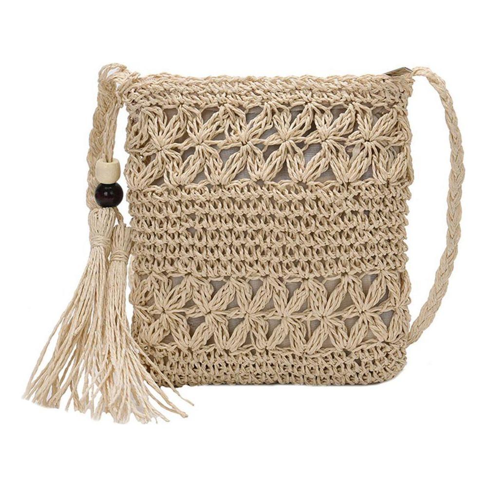 Chic & Unique: Small Straw Summer Crossbody with Tassel