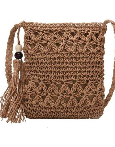 Designer Handbag: Small Straw Summer Crossbody with Tassel