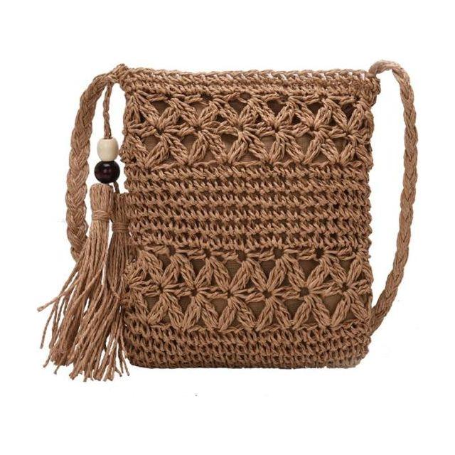 Chic & Unique: Small Straw Summer Crossbody with Tassel