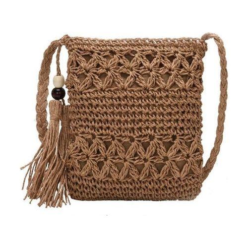 Load image into Gallery viewer, Chic &amp; Unique: Small Straw Summer Crossbody with Tassel
