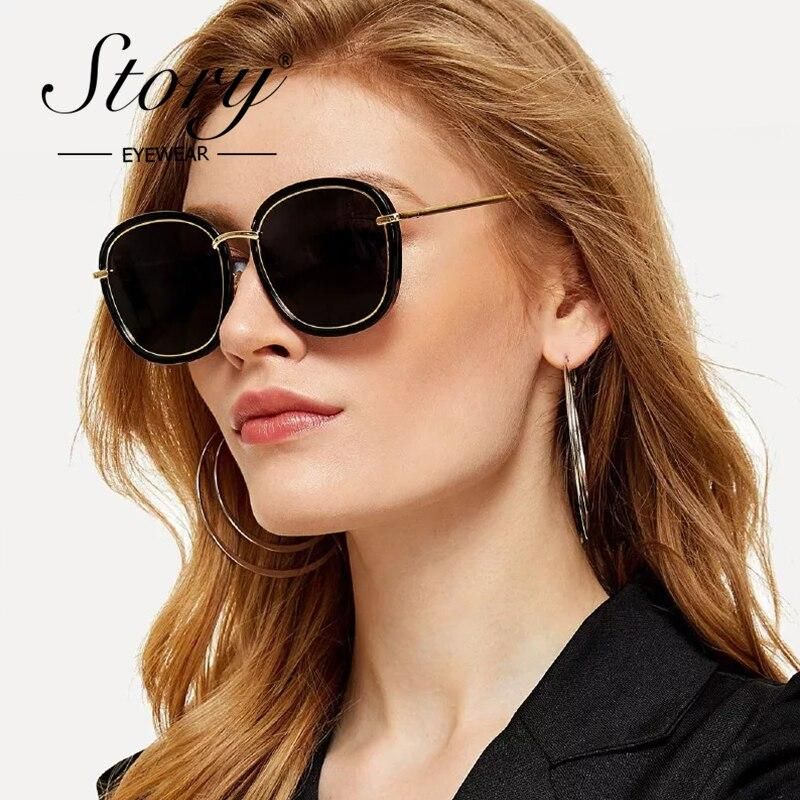 Retro Round Sunglasses Women Brand Vintage Gold Metal Frame Cat Eye