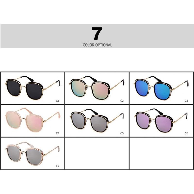 Retro Round Sunglasses Women Brand Vintage Gold Metal Frame Cat Eye