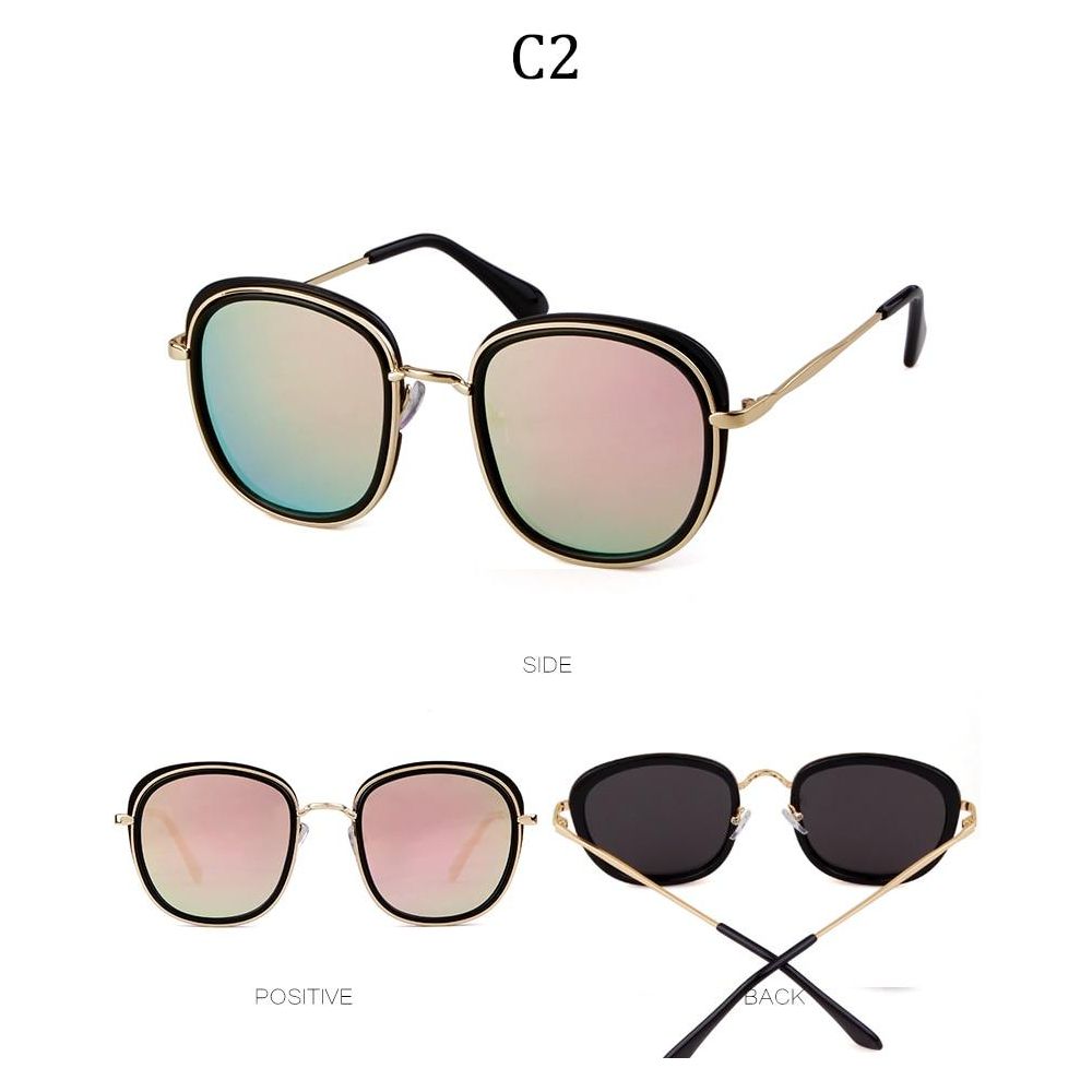 Retro Round Sunglasses Women Brand Vintage Gold Metal Frame Cat Eye