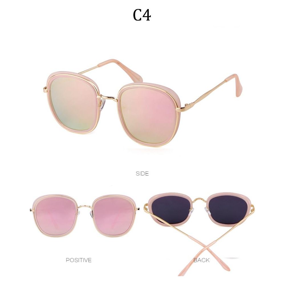 Retro Round Sunglasses Women Brand Vintage Gold Metal Frame Cat Eye