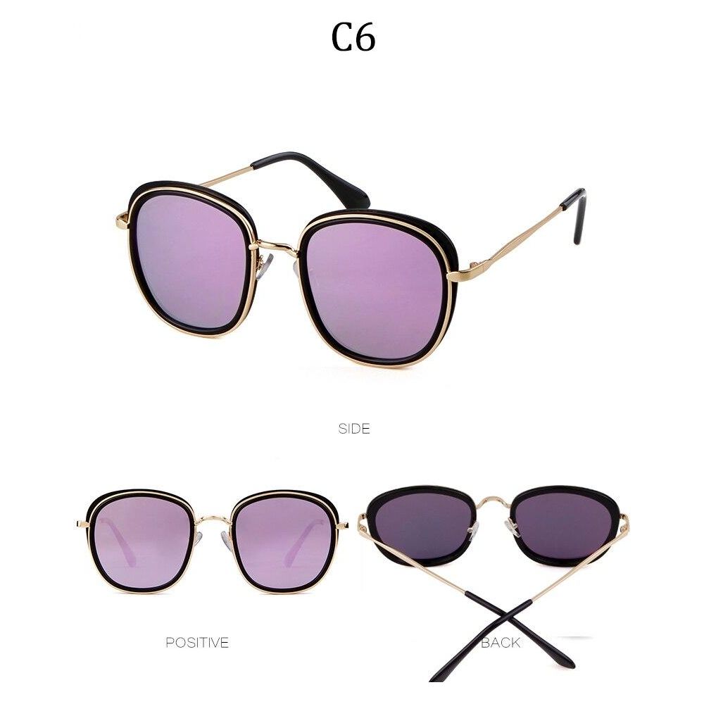 Retro Round Sunglasses Women Brand Vintage Gold Metal Frame Cat Eye