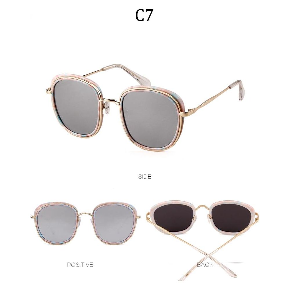 Retro Round Sunglasses Women Brand Vintage Gold Metal Frame Cat Eye