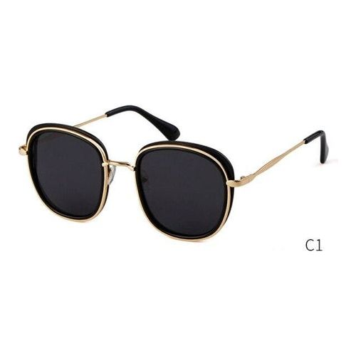 Retro Round Sunglasses Women Brand Vintage Gold Metal Frame Cat Eye