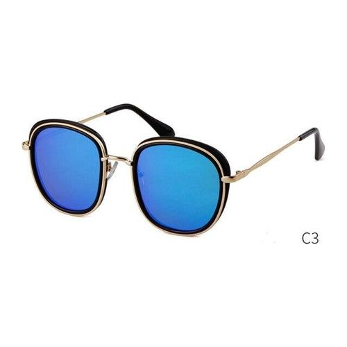 Retro Round Sunglasses Women Brand Vintage Gold Metal Frame Cat Eye