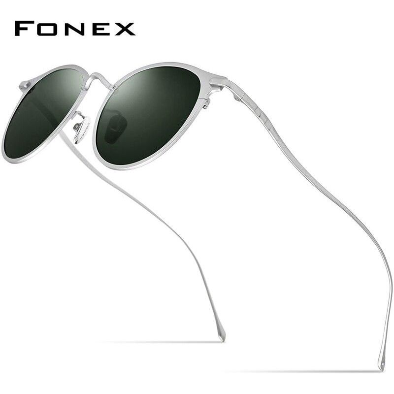 Pure Titanium Sunglasses Men Vintage Small Round Polarized Sun Glasses