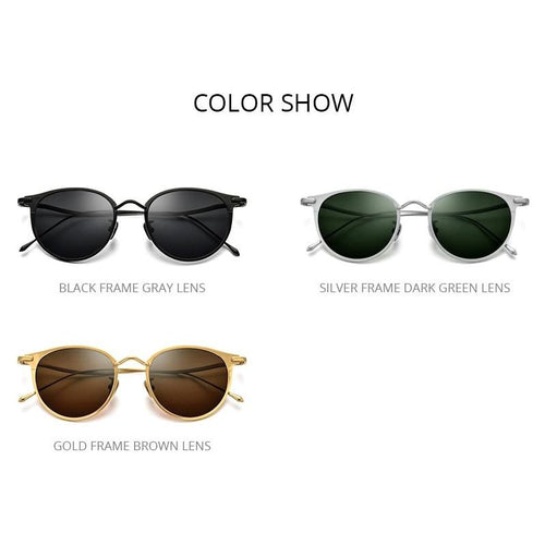 Load image into Gallery viewer, Pure Titanium Sunglasses Men Vintage Small Round Polarized Sun Glasses
