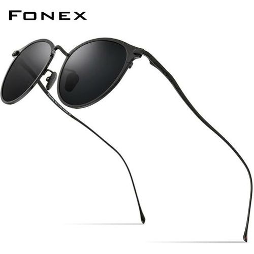 Pure Titanium Sunglasses Men Vintage Small Round Polarized Sun Glasses