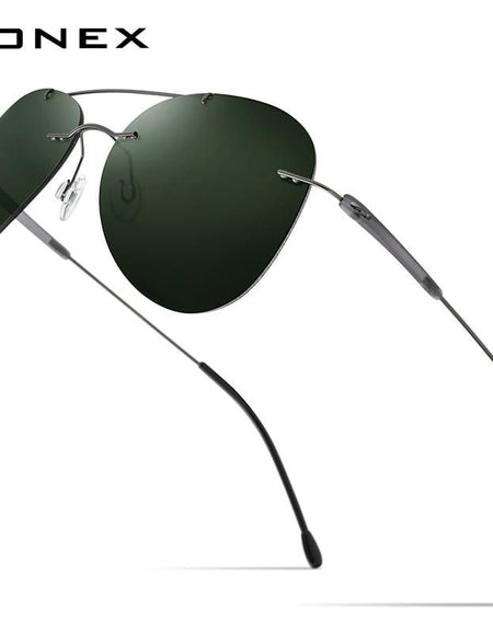 Titanium Alloy TR90 Rimless Sunglasses Men New Ultralight Screwless