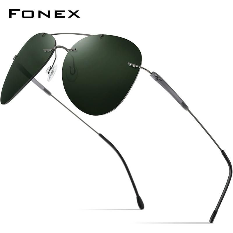 Titanium Alloy TR90 Rimless Sunglasses Men New Ultralight Screwless