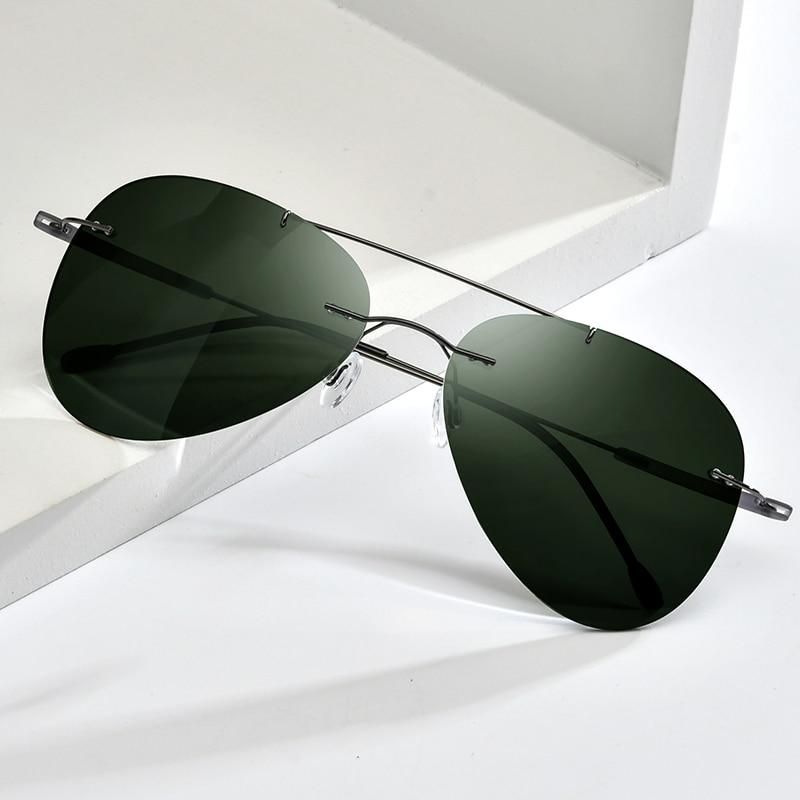 Titanium Alloy TR90 Rimless Sunglasses Men New Ultralight Screwless