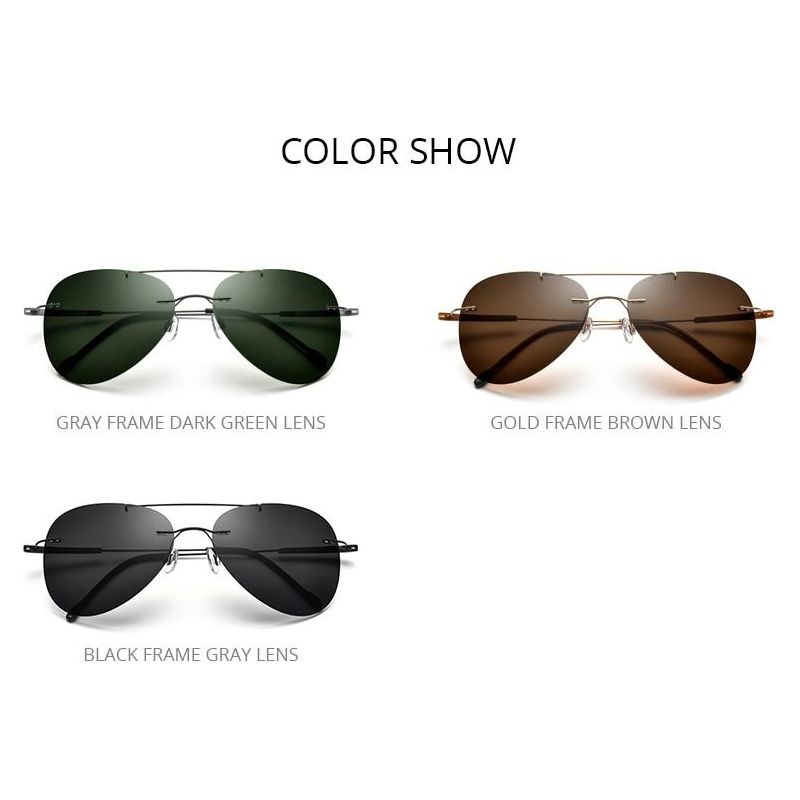 Titanium Alloy TR90 Rimless Sunglasses Men New Ultralight Screwless