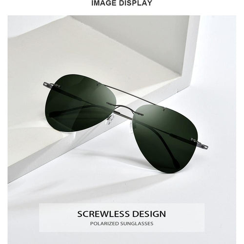 Load image into Gallery viewer, Titanium Alloy TR90 Rimless Sunglasses Men New Ultralight Screwless
