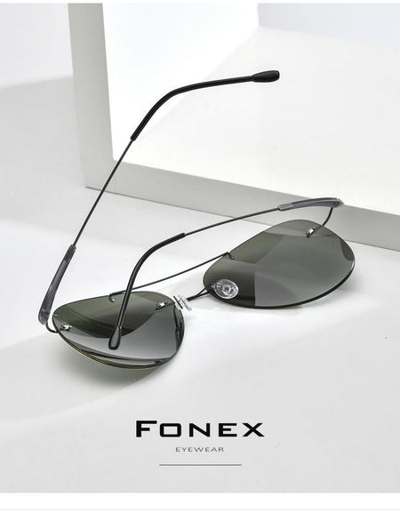 Titanium Alloy TR90 Rimless Sunglasses Men New Ultralight Screwless