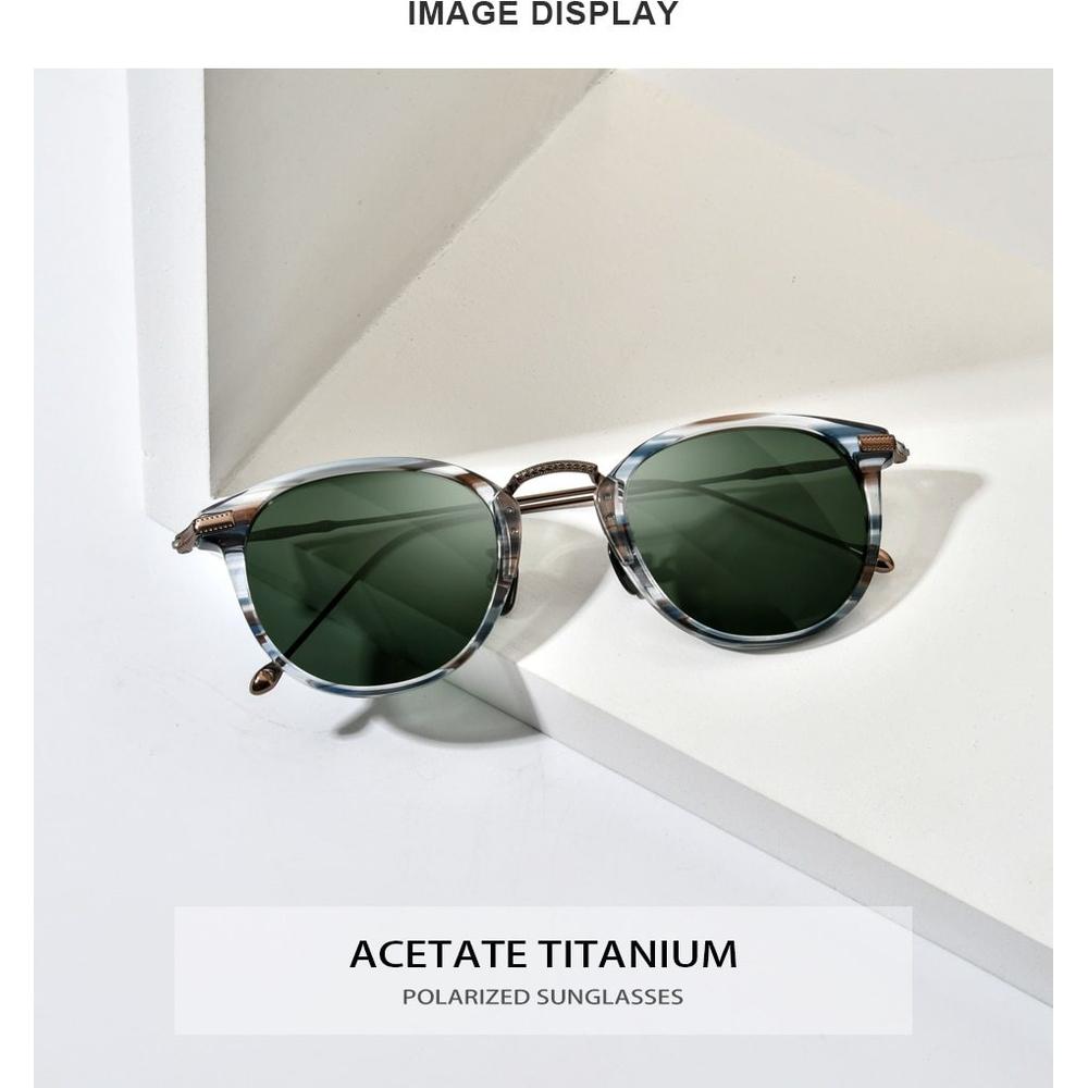 Titanium Acetate Polarized Sunglasses Men 2021 New Retro Vintage