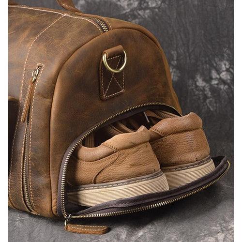 Load image into Gallery viewer, The Bard Weekender | Handmade Leather Duffle Bag
