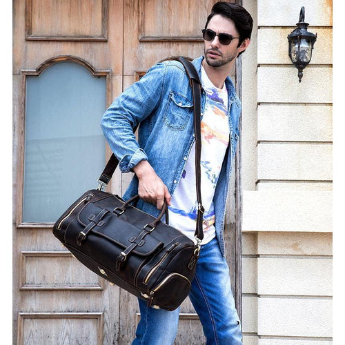 Load image into Gallery viewer, The Bard Weekender | Handmade Leather Duffle Bag
