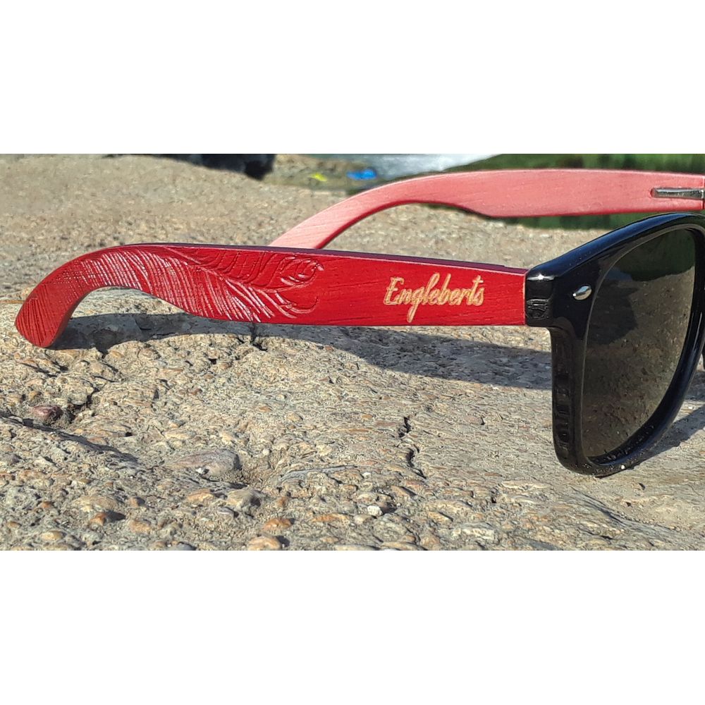 Rosewood Sunglasses With Wood Case, Polarized, Artisan Engraved,
