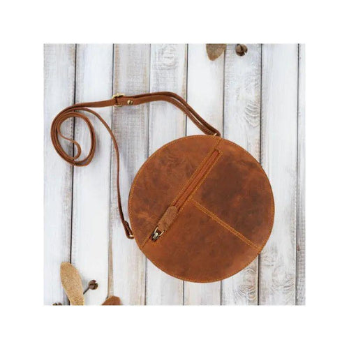 Load image into Gallery viewer, Designer Round Leather Handbag - Timeless Luxury
