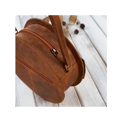 Load image into Gallery viewer, Designer Round Leather Handbag - Timeless Luxury
