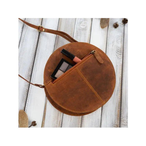 Load image into Gallery viewer, Designer Round Leather Handbag - Timeless Luxury
