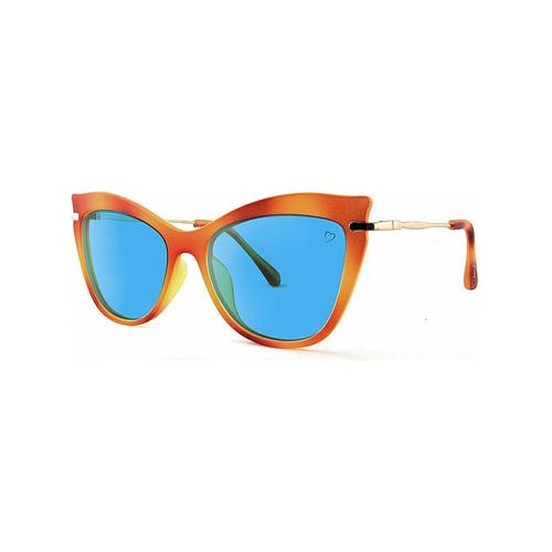 Load image into Gallery viewer, Ruby Rocks Faceted &#39;Ischia&#39; Cateye Sunglasses With Metal Temples
