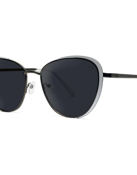 Ruby Rocks 'Sam Jo' Cateye Sunglasses In White & Gunmetal