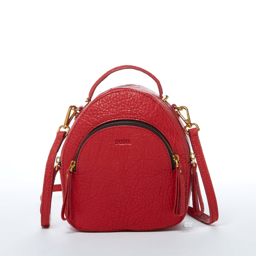 Load image into Gallery viewer, Amanda Red Convertible Leather Backpack Purse
