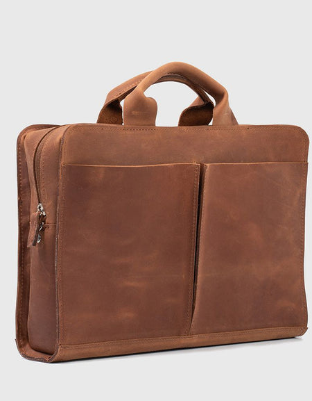 Leather Laptop Bag (Cognac Brown)