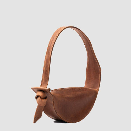 Load image into Gallery viewer, Designer Shoulder Bag - Crescent Cognac Brown
