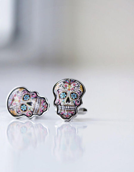 Skull Cufflinks + Engraved Box