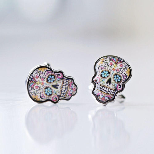 Load image into Gallery viewer, Skull Cufflinks + Engraved Box
