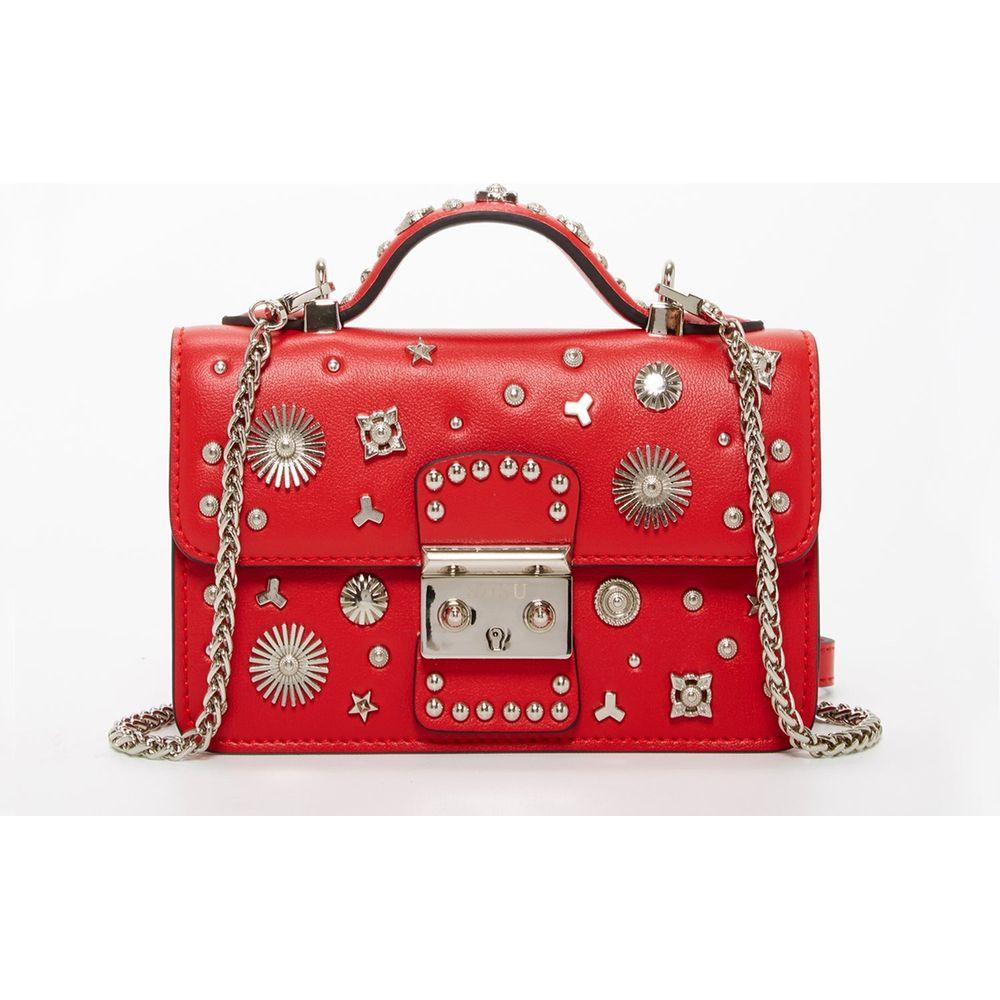 SUSU The Hollywood Studded Leather Crossbody Bag Red