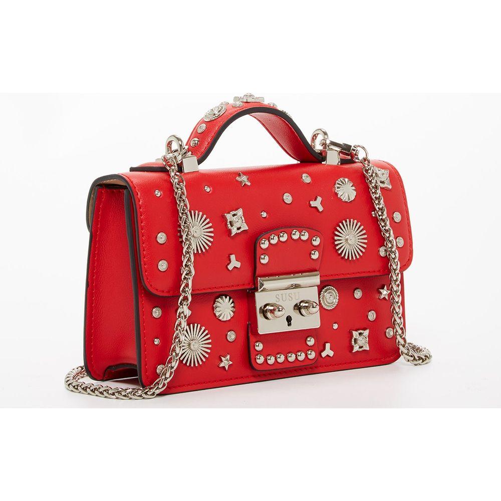 SUSU The Hollywood Studded Leather Crossbody Bag Red