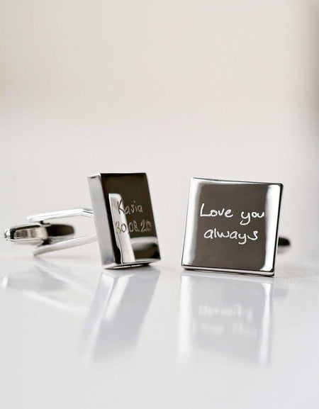 Engraved Own Actual Handwriting Cufflinks